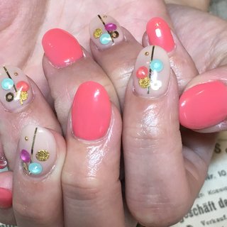 おすすめ順 ハンド キャンディカラーのストーンのネイルデザイン ネイルブック