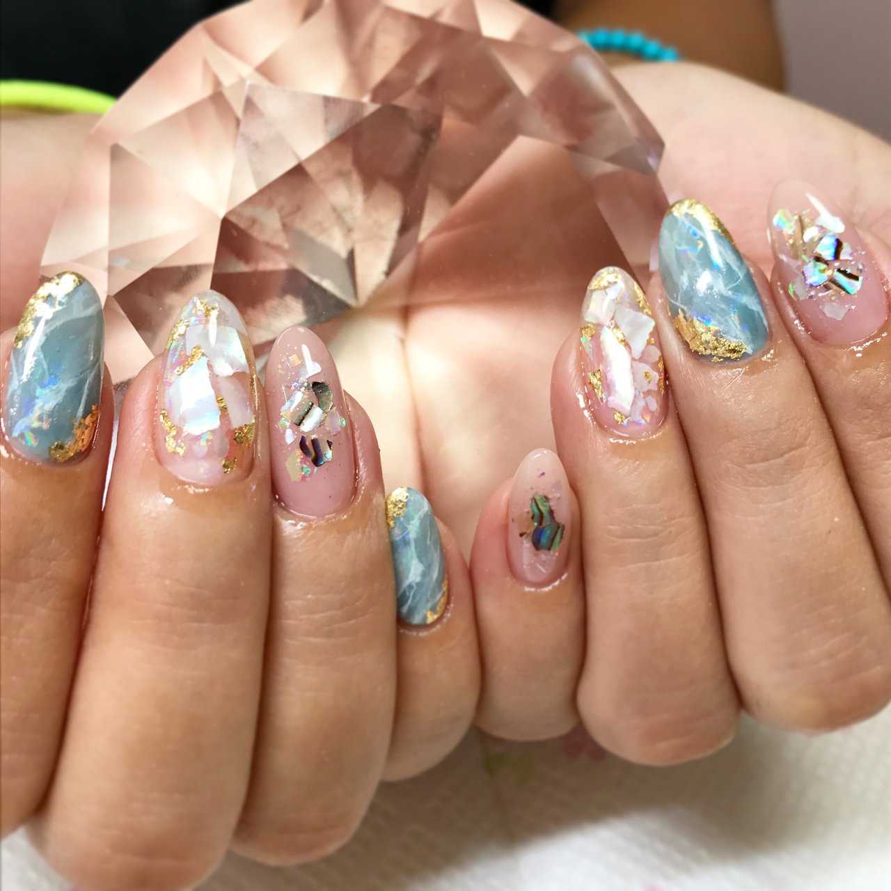 ハンド ワンカラー シェル 大理石 ホイル Xluxeedxのネイルデザイン No ネイルブック