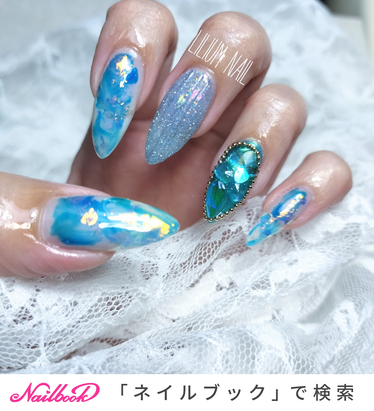 アイボリーニュアンスシェルネイル ゴールドラメ オーロラ 韓国 ブライダル 夏 0_21f297cb3375b1a7ba128f195061