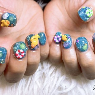 ネイルパーツ 3D あひる アヒル アヒルボート 浮き輪 夏 フルーツ 個性