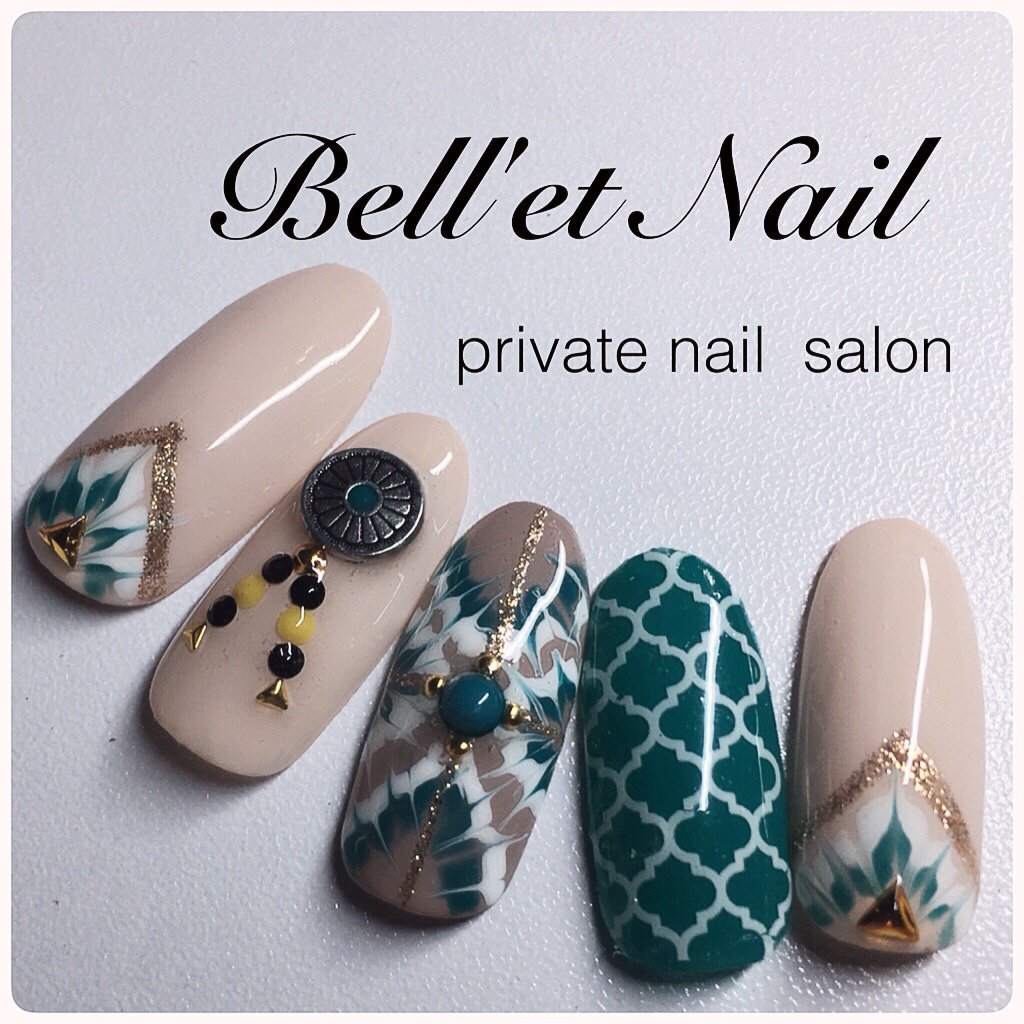 秋 ハンド エスニック ボヘミアン アースカラー Bell Et Nail ネイリスト佐藤綾子のネイルデザイン No ネイルブック