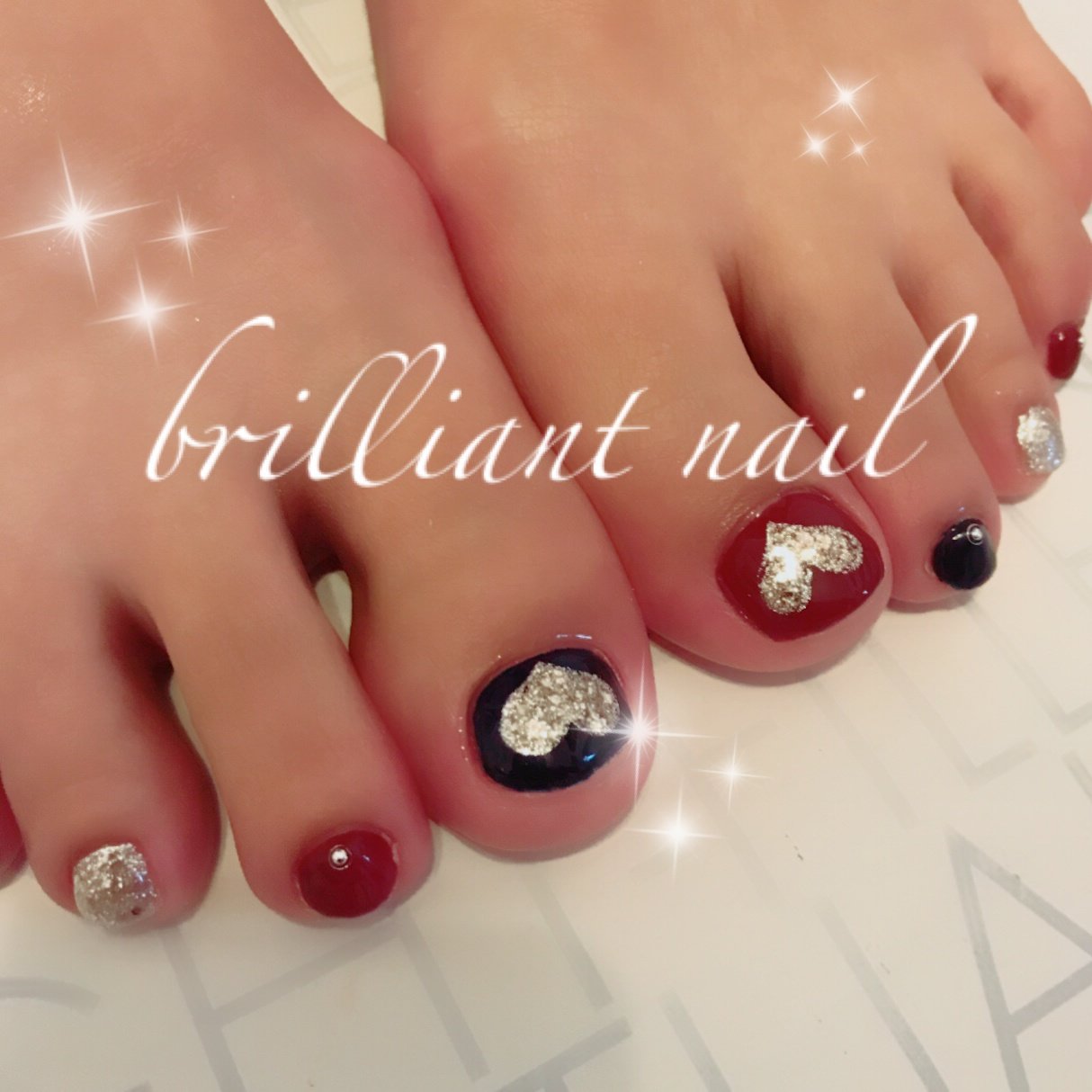 秋 パーティー フット ラメ ハート Brilliantnailのネイルデザイン No ネイルブック