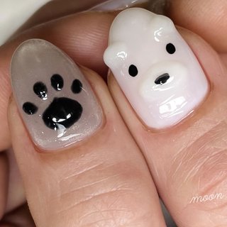 3dネイルパーツ ねこ くま 肉球 寝そべり 3dネイルパーツ ねこ くま 肉球 寝そべり