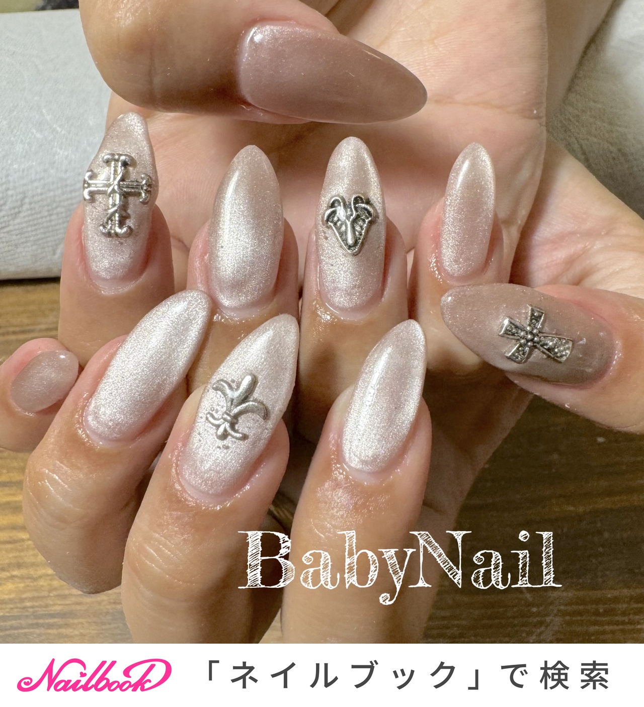 水色×ピンク クロムハーツネイルパーツ 12個 水色×ピンク クロムハーツネイルパーツ 12個