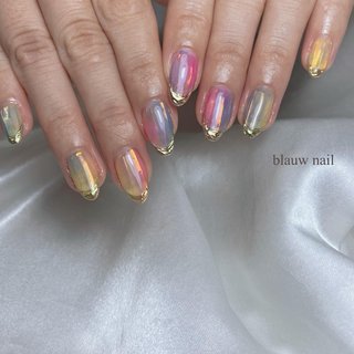 ミラーネイル(ミラー)/#レインボーネイルのネイルデザイン｜ネイルブック 