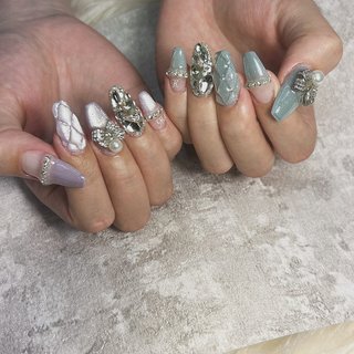 リボン/キルティングのネイルデザイン(3ページ目)｜ネイルブック 