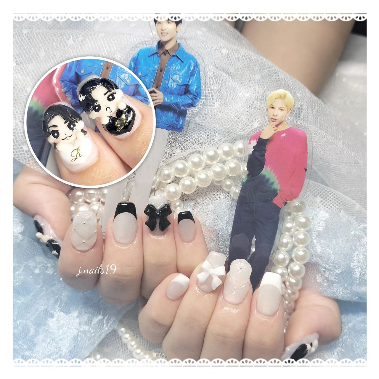 ワンホン　推し　ネイルオーダー 推しネイルチップ 痛ネイル 推し活 ワンホン 量産型 ハート リボン