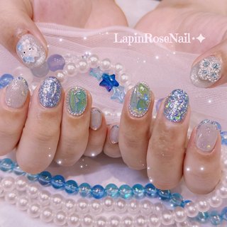 韓国/水色/量産型ネイルのネイルデザイン｜ネイルブック 