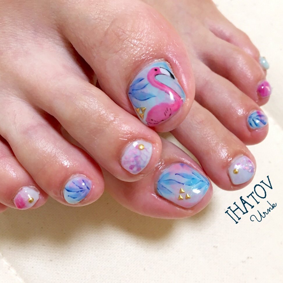 夏 海 リゾート フット アニマル柄 Ihatov Nailarts のネイルデザイン No ネイルブック