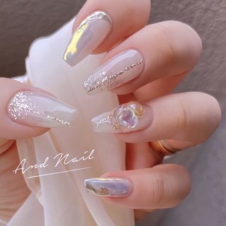 ネイルチップ ニュアンスちゅるん夏ネイルシェルキキララネイルマグネットno.79 ネイルチップ ニュアンスちゅるん夏ネイルシェルキキララネイル