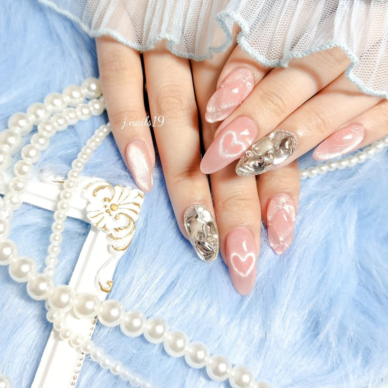 手が綺麗に見えるネイル/オールシーズン/デート/女子会/ハート - j  