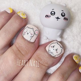 フットネイル🐾ちいかわ 
#ちいかわネイル #夏 #オールシーズン #女子会 #推し活 #フット #フレンチ #フラワー #痛ネイル #ショート #スクエア #ホワイト #ピンク #イエロー #ジェルネイル #お客様 #Heart❤︎Nail #ネイルブック