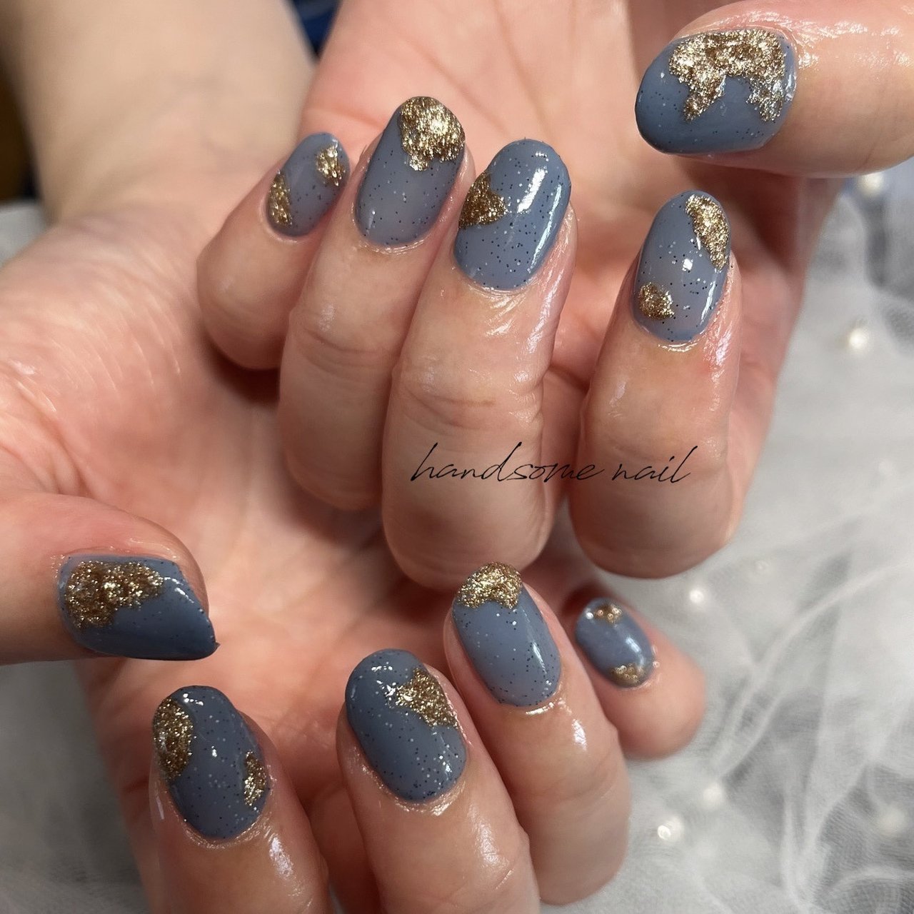 【sample】オーダーネイルチップ 推し活 付け爪 つけ爪 青 ゴールド ハンド/ブルー/ゴールド/お客様 - nb225946106d68のネイルデザイン[No