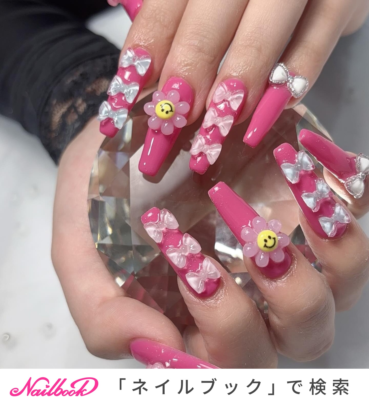 ピンク リボン ネイルパーツ 12個 ネイルパーツ12個セット♥ピンクリボン ロゴ系 - メルカリ