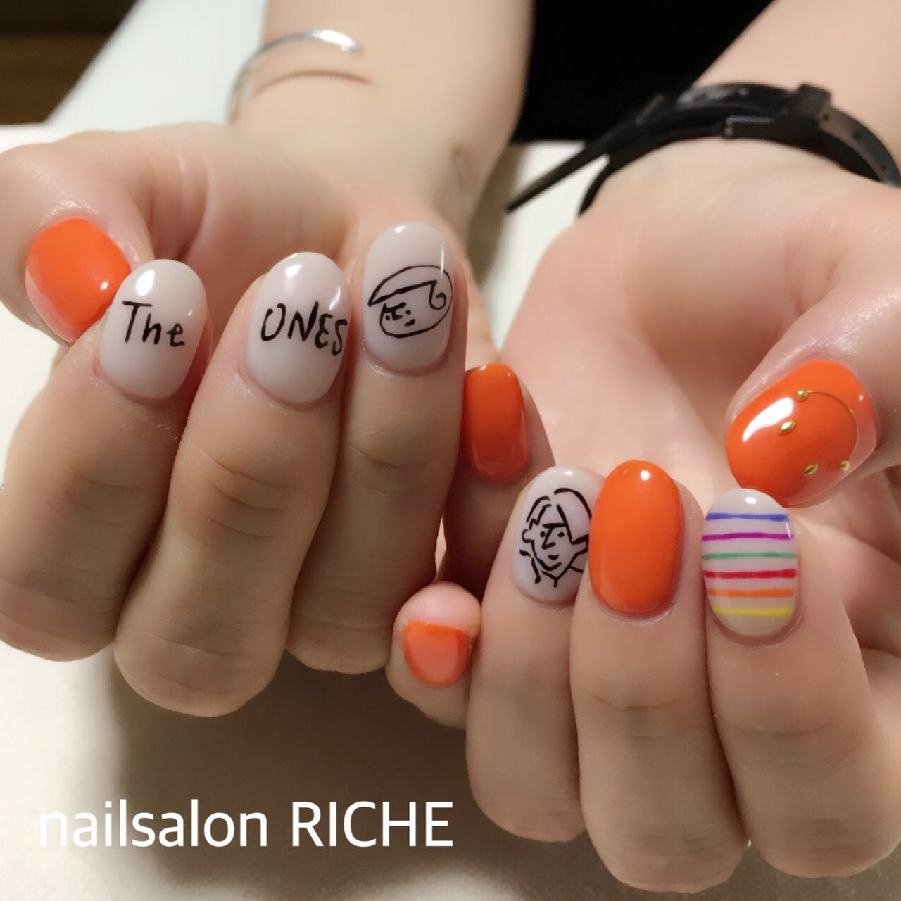 夏 ライブ ハンド キャラクター ボーダー Nailsalon Richeのネイルデザイン No ネイルブック