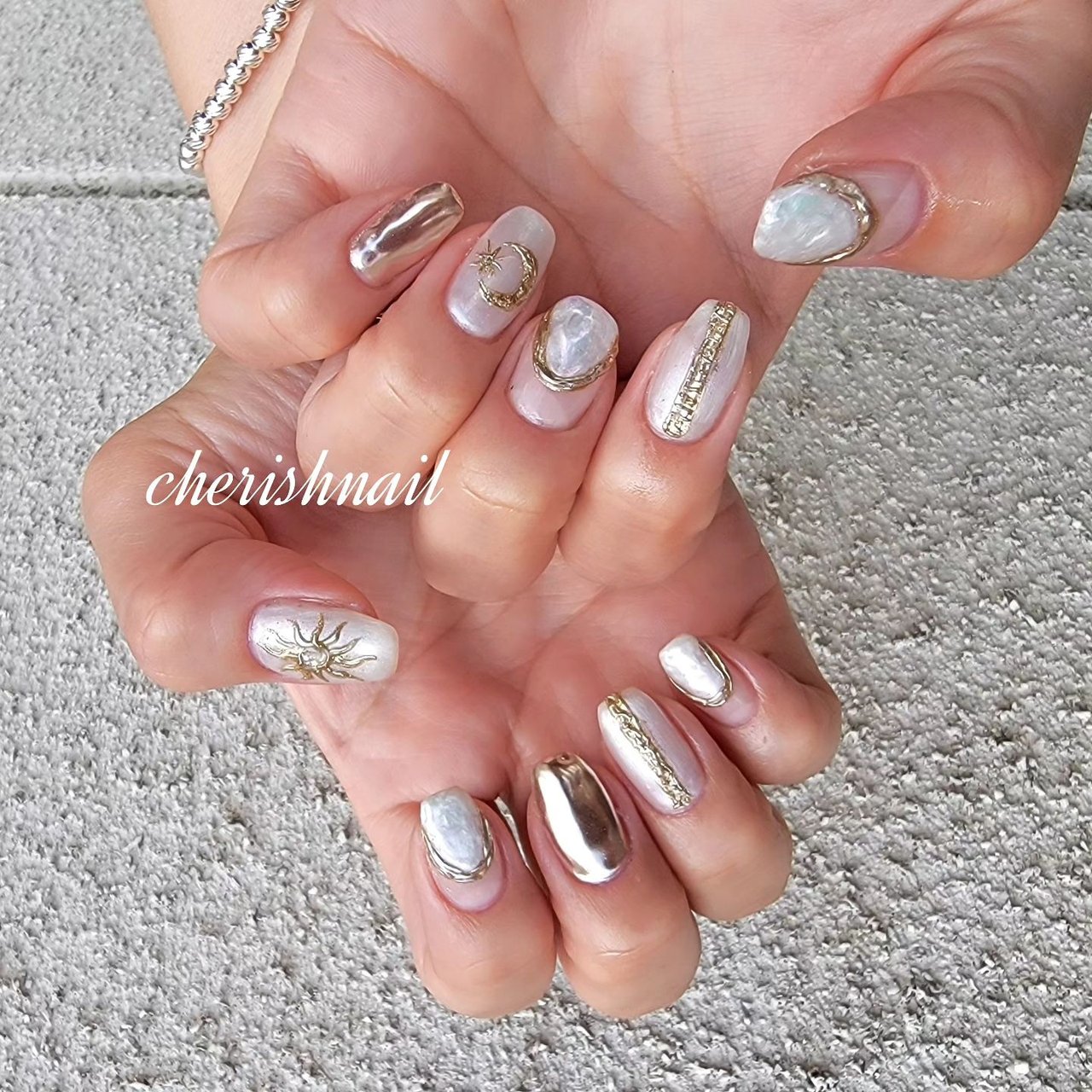 夏/オーロラ/ミラー/キラキラ/ジェルネイル - cherish nailのネイル