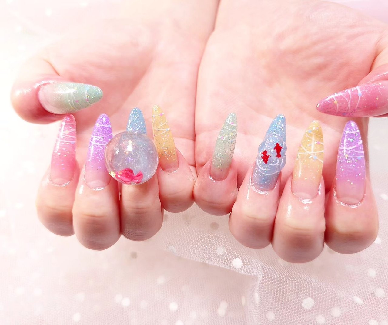 夏/ヨーヨー/金魚/スカルプチュア - いろはねいる asakiのネイル