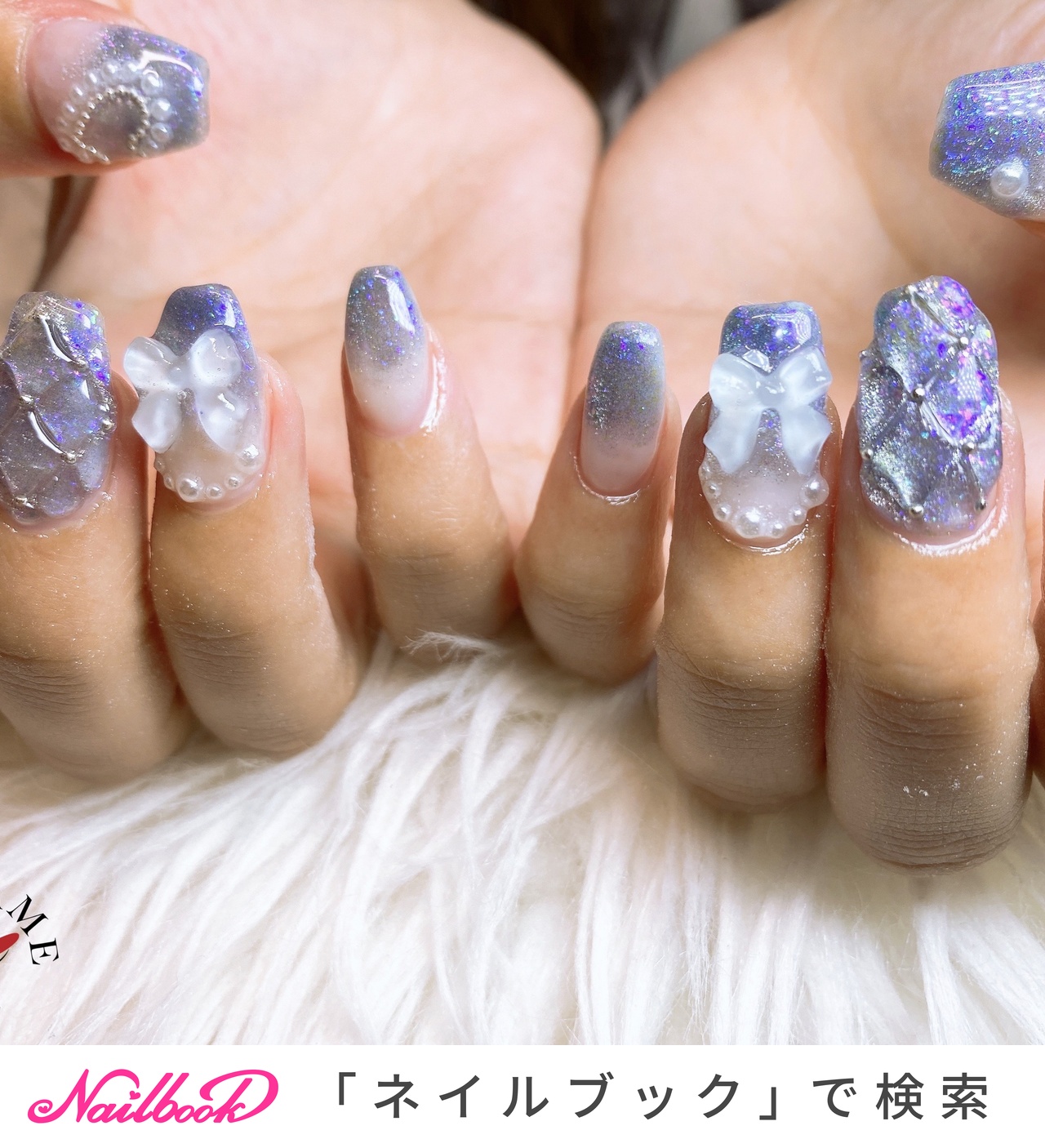 グラデーション/キルティング/ブルーのネイルデザイン｜ネイルブック 