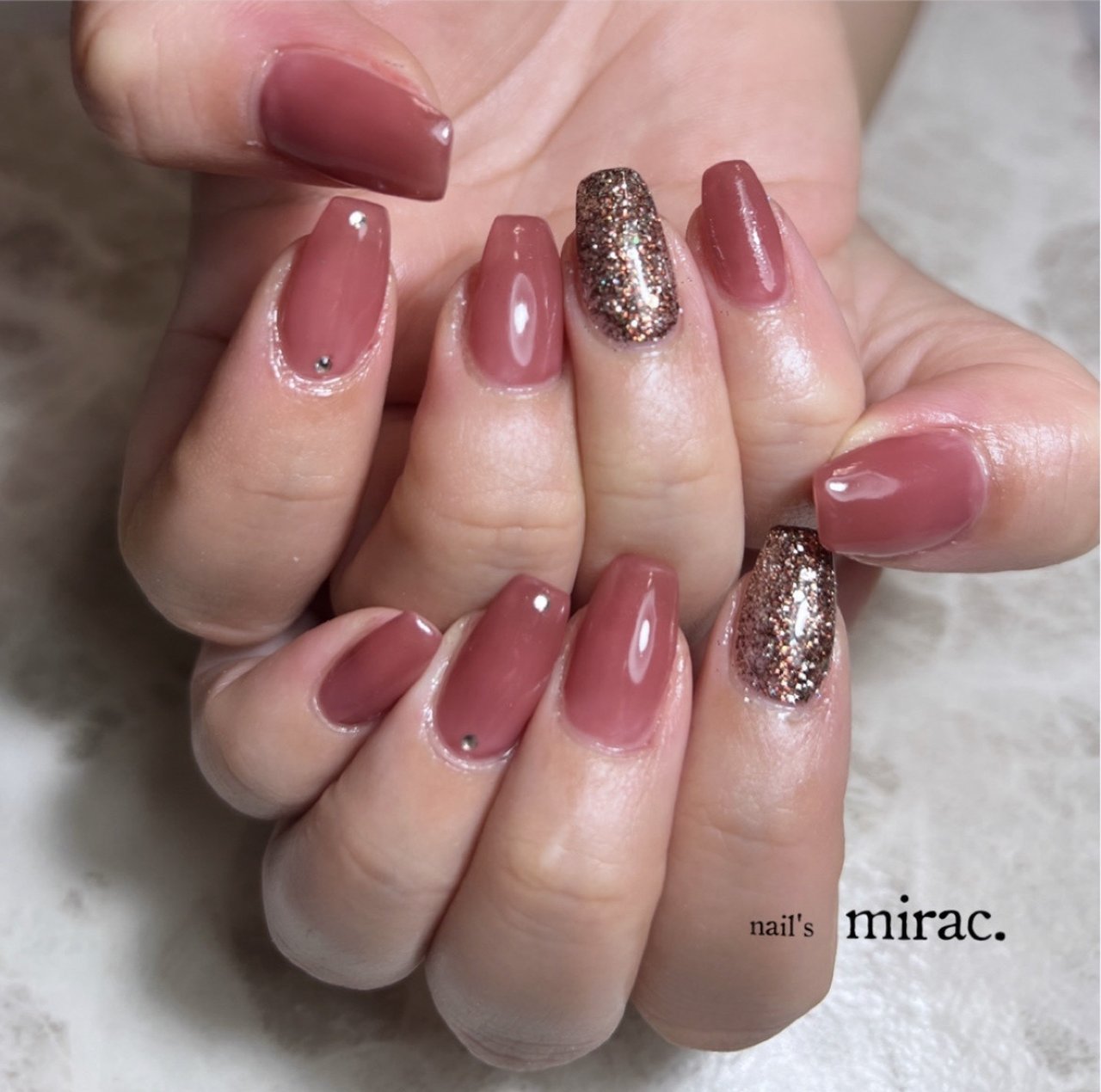 ハンド/ゴールド/アースカラー/スモーキー/ジェルネイル - nail