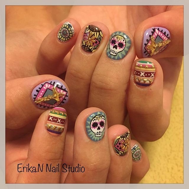 ハンド エスニック ボタニカル ショート グリーン Temptation Nail Studio By Erikaのネイル デザイン No ネイルブック