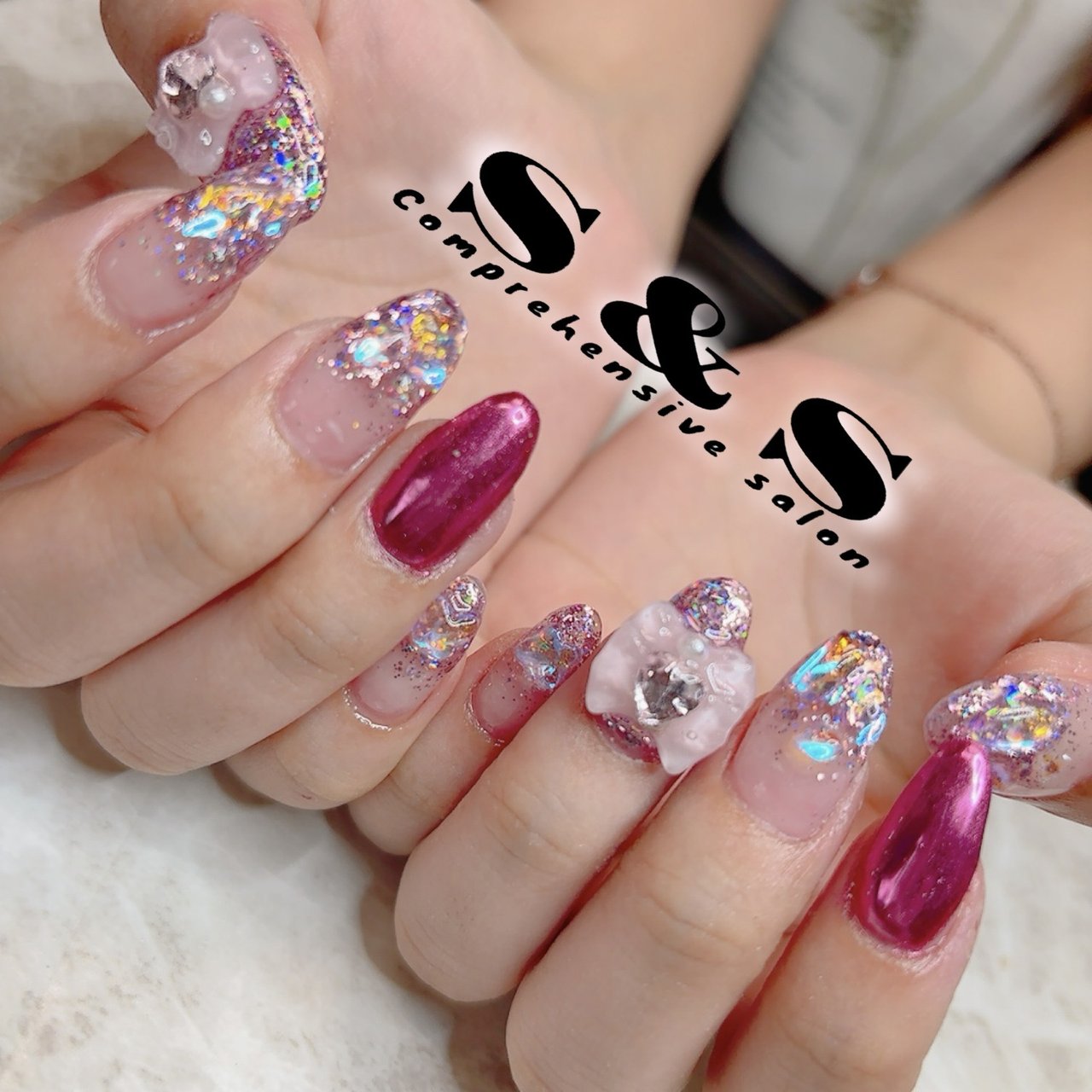 八王子ネイルサロンS&S 深夜ネイルやってます💜🩷のネイルデザイン[No
