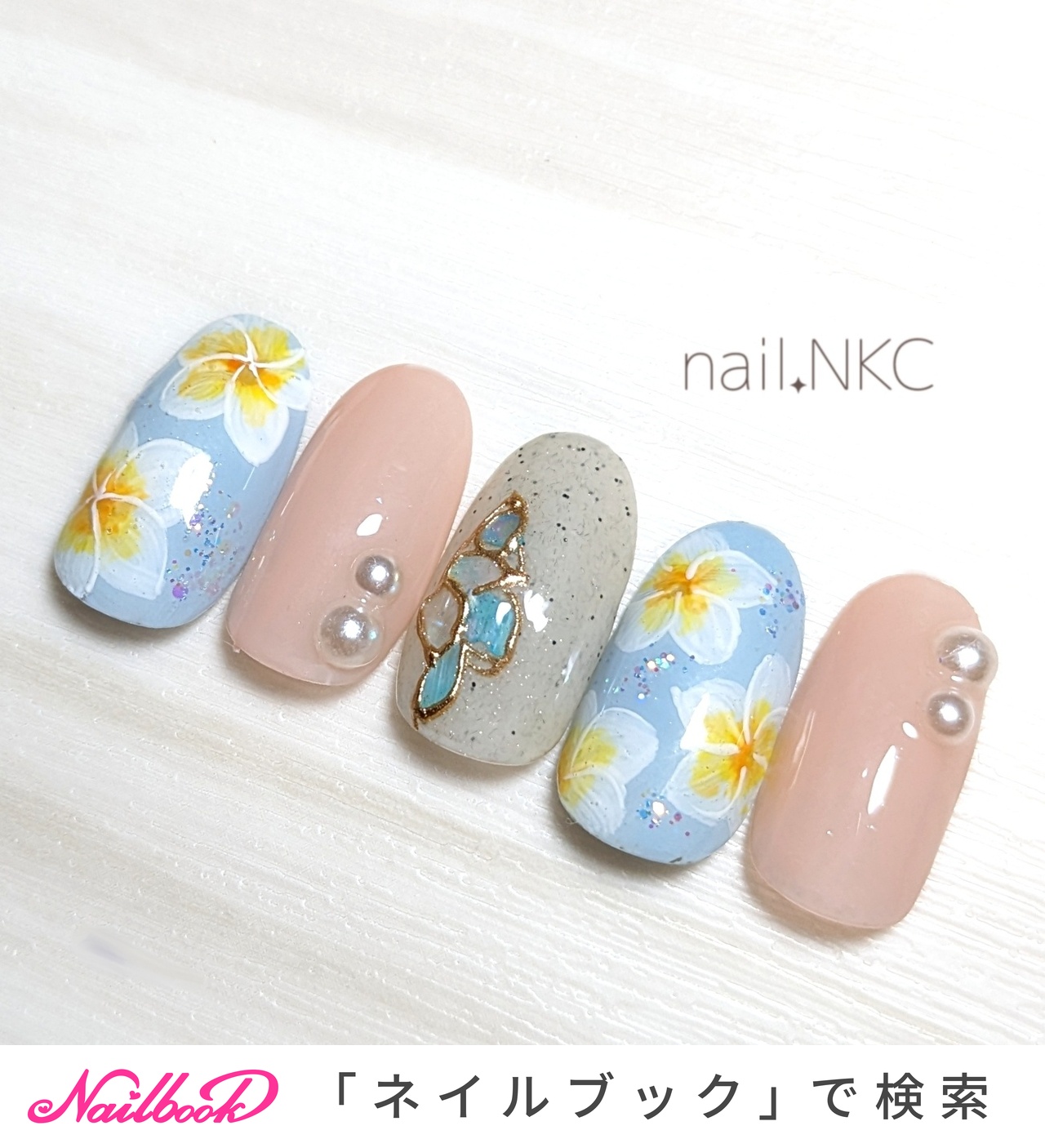 中古カチカチネイル 夏/リゾート/浴衣/ライブ/ハンド - 福岡/香椎千早/大人の上品ネイル