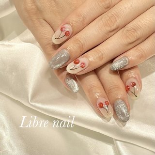シルバー(銀)/さくらんぼのネイルデザイン｜ネイルブック 