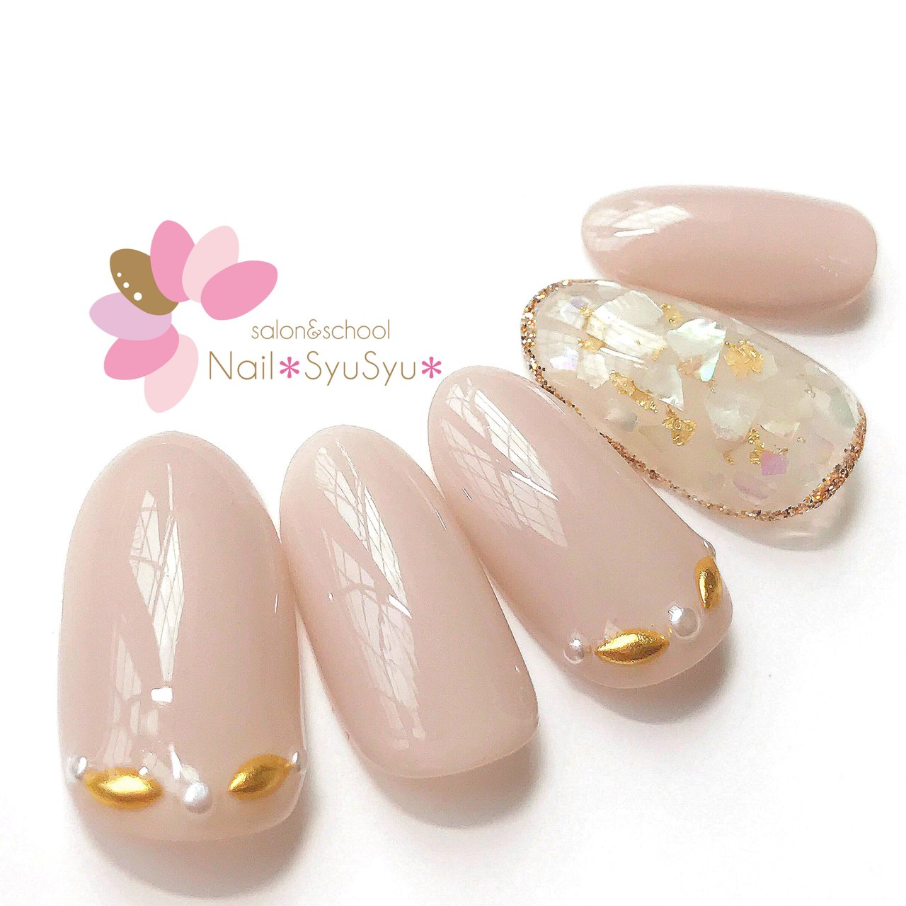 秋 オフィス ハンド シンプル シェル Nail Syusyu ネイルシュシュのネイルデザイン No ネイルブック