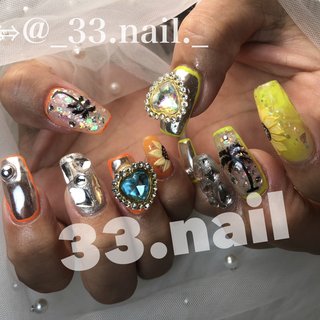 ミラーネイル(ミラー)/#蛍光ネイルのネイルデザイン｜ネイルブック 