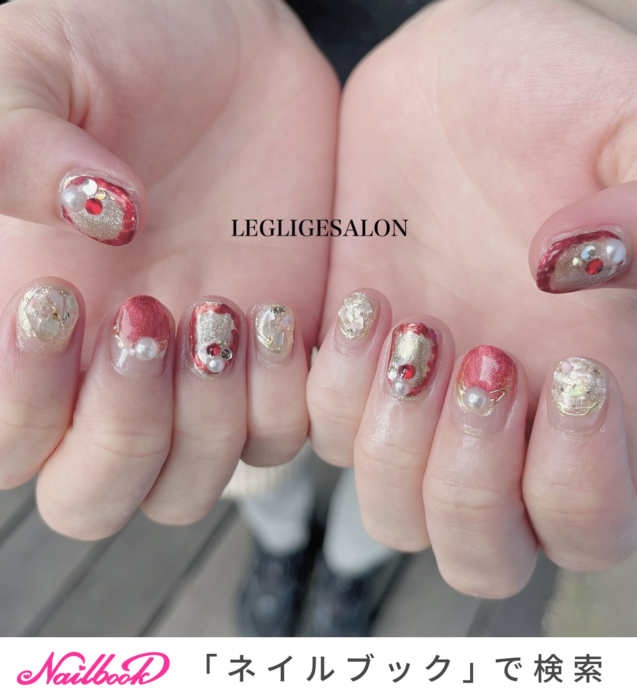 ネイルマール*ジョーダン 夏/ハンド/マグネット/ショート/レッド - LEGLIGE SALONのネイル