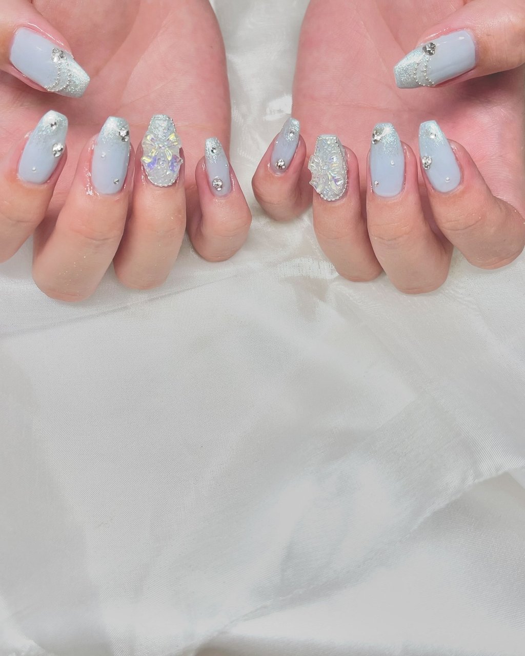 マグネット/リボン/水色/ブルー - nail_ering903のネイルデザイン[No