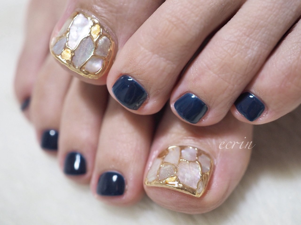 夏/フット/シェル/ミラー - nailsalon_ecrinのネイルデザイン[No