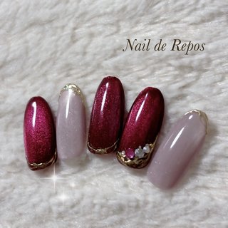 ハンド/レッド/シルバー - kittystyleのネイルデザイン[No