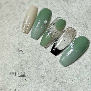 グリーン(緑)/#バレリーナネイルのネイルデザイン｜ネイルブック 