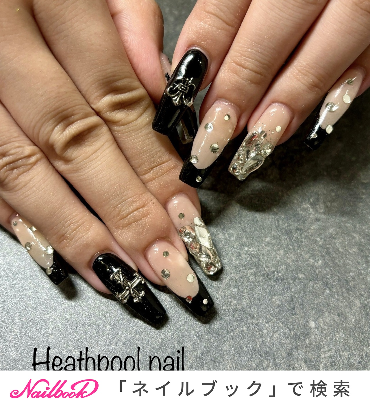 水色×ピンク クロムハーツネイルパーツ 12個 クロムハーツパーツ乗せ