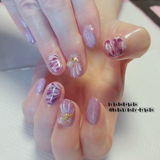 2024年】新着順｜ピーコック/ピンク/パープルのネイルデザイン｜ネイル  