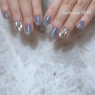 ブルー(青)/＃ストーン埋め尽くしのネイルデザイン｜ネイルブック