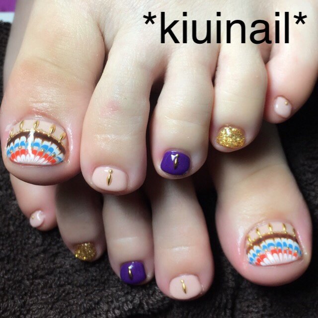夏 秋 海 フット ピーコック Kiuinailのネイルデザイン No ネイルブック
