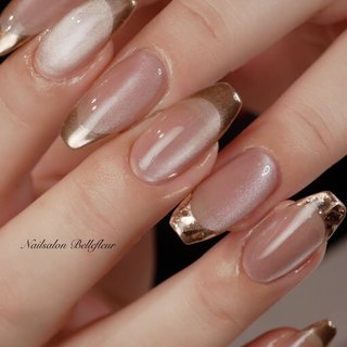 ライブ/マグネット/ガラスフレンチのネイルデザイン｜ネイルブック 