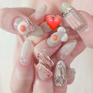 makiネイル3Dパーツ 赤ネイルの気分💅💘 指輪パーツも3Dミラーで作って貰ったよ