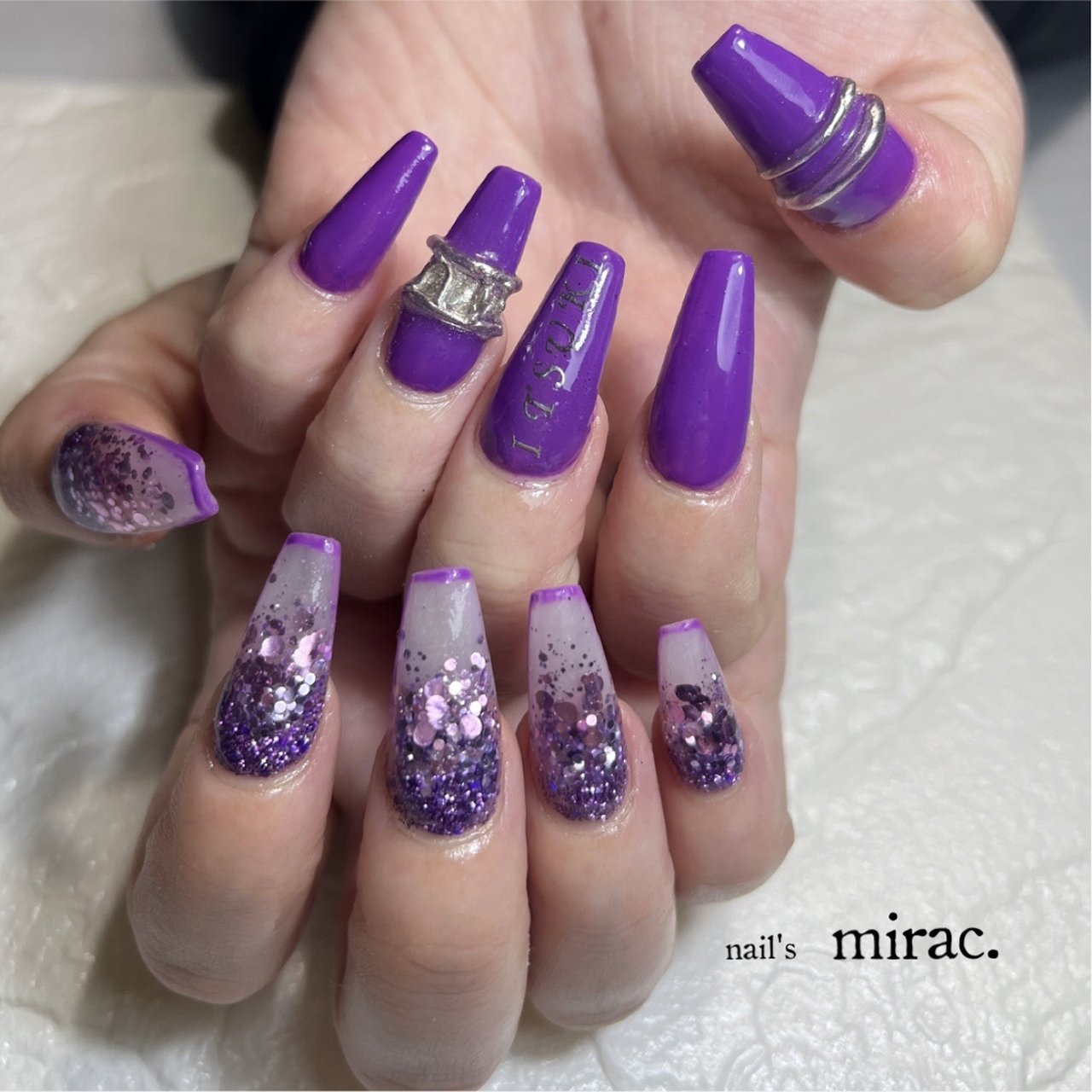 ハンド/パープル/カラフル/ビビッド/スカルプチュア - nail'smirac