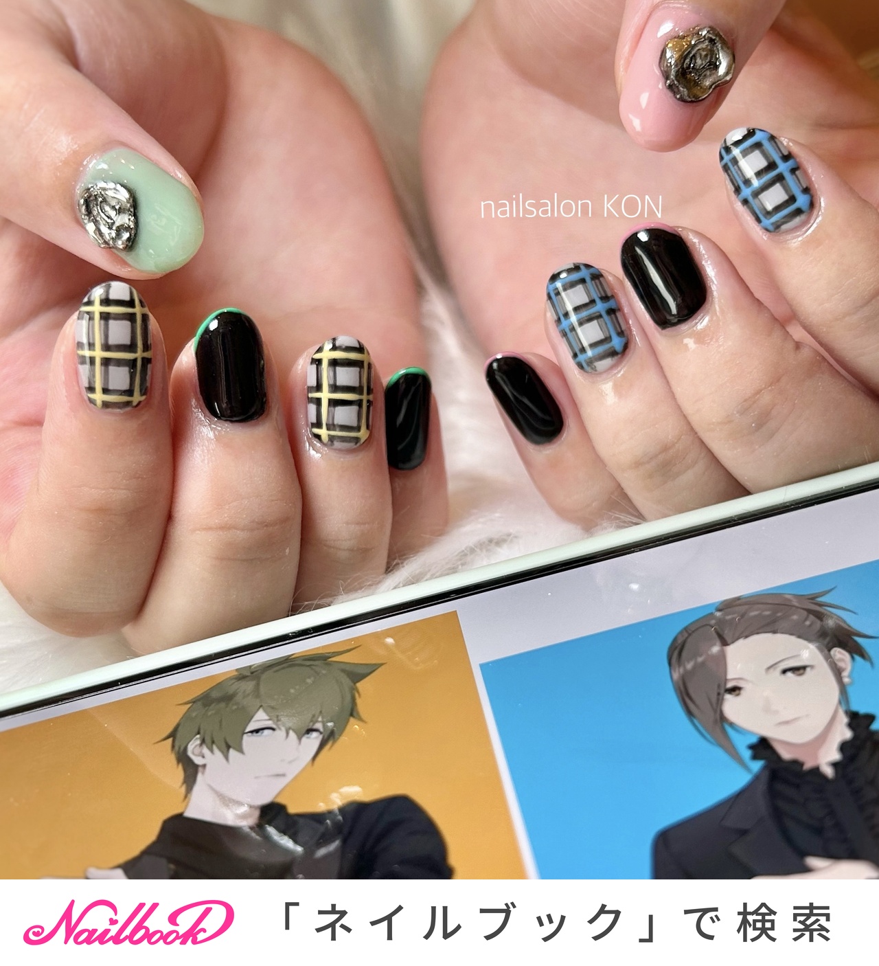ネックレスネイル フレンチ キルティング イニシャル 量産型 韓国