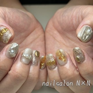 #ニュアンスネイル #たらしこみ 
#リングネイル 
#インクネイル 
#川口ネイルサロン 
#鳩ヶ谷ネイルサロン 
#フィルイン #オールシーズン #ハンド #ラメ #たらしこみ #ニュアンス #インクネイル #リング #ミディアム #スクエア #ゴールド #シルバー #ジェルネイル #お客様 #nail salon N×N Nao #ネイルブック