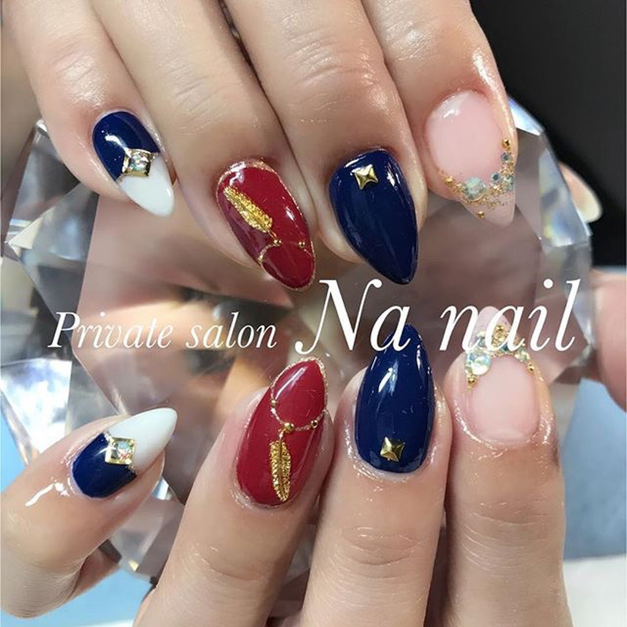 秋 ロング ホワイト ネイビー ボルドー Na Nailのネイルデザイン No ネイルブック