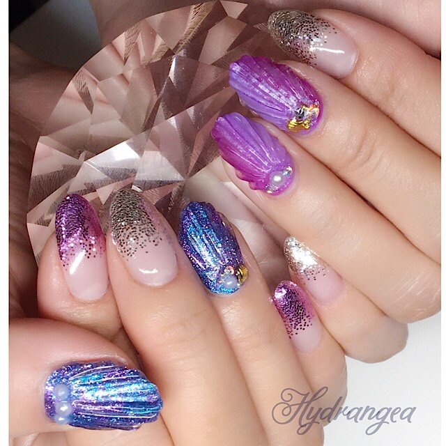 夏 海 リゾート 浴衣 ハンド Hydrangea Nailのネイルデザイン No ネイルブック