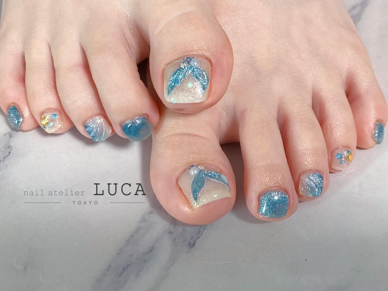 夏/海/リゾート/ニュアンス/マーメイド - EBISU_LUCAのネイルデザイン  