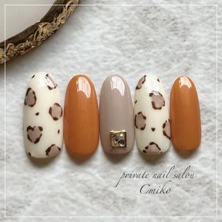 レオパード(ヒョウ柄)/#テラコッタカラーのネイルデザイン｜ネイルブック 