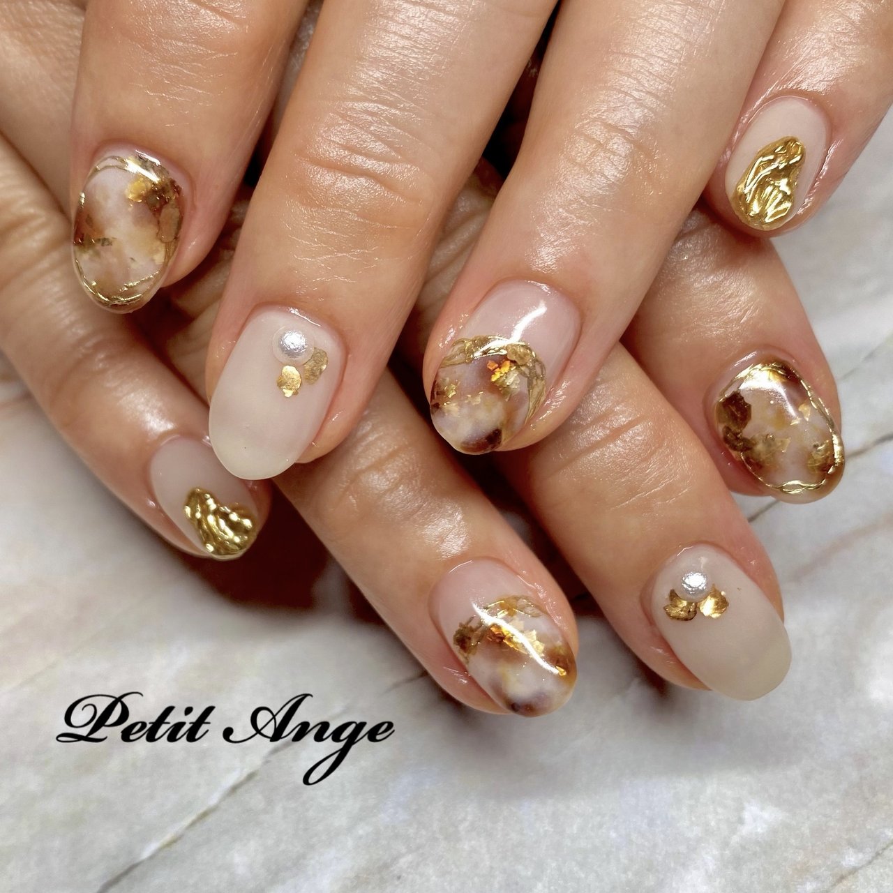 秋/ハンド/べっ甲/ショート/ラウンド - Petit Angeのネイル