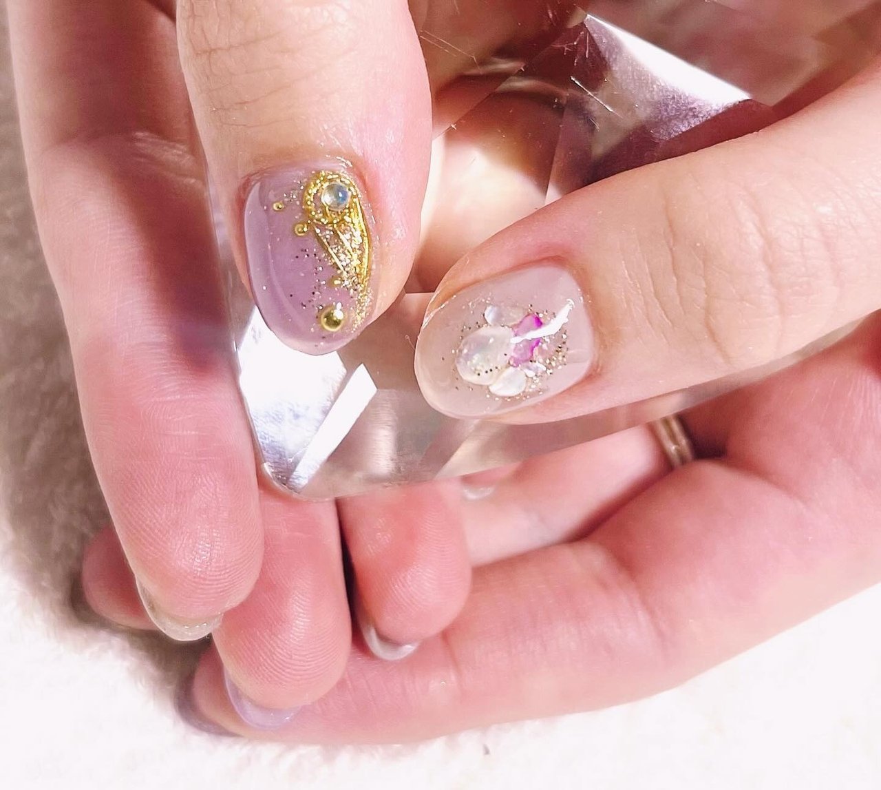シェル/マグネット/ミラー/パープル/グレージュ - nail salon MUNの 