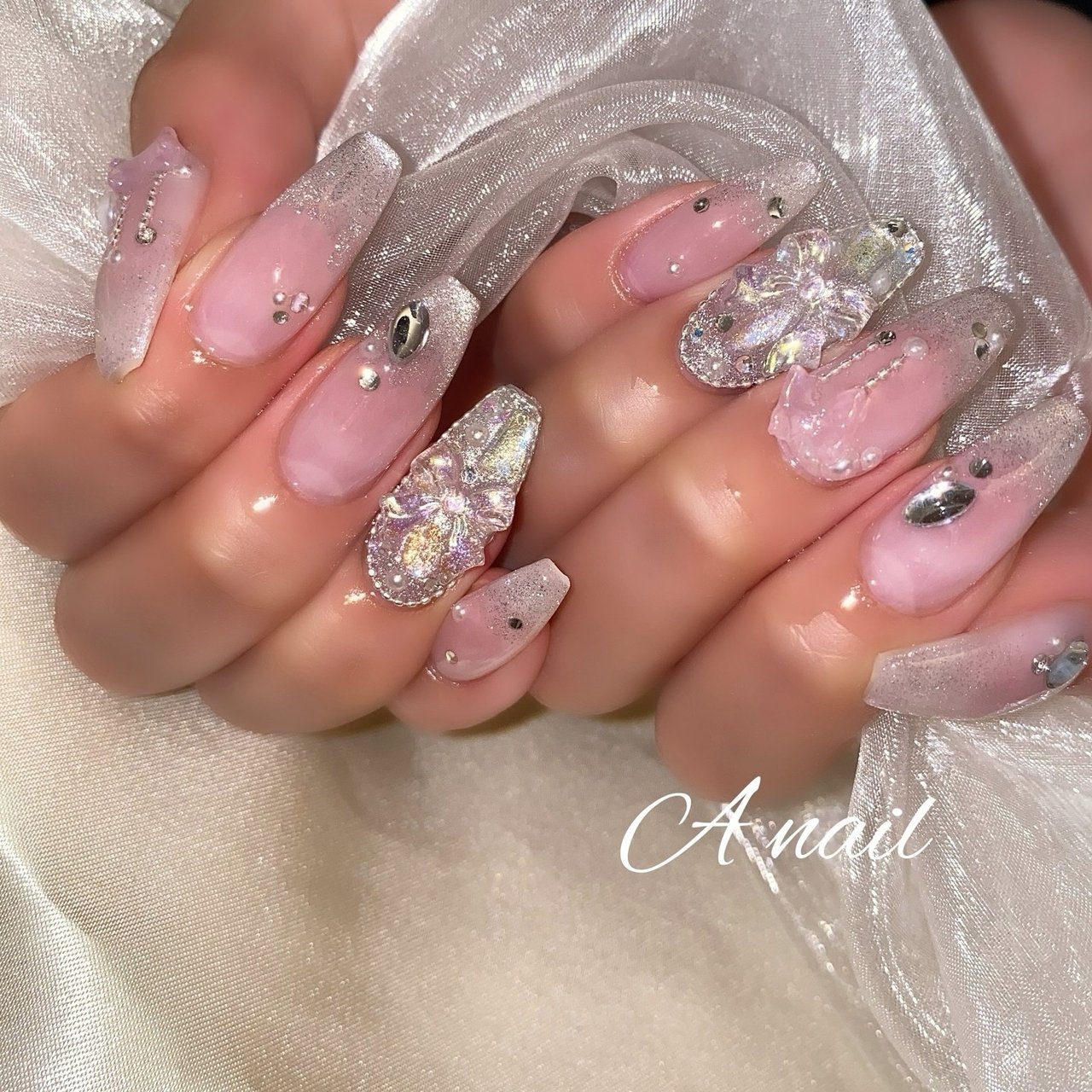 オールシーズン/ハンド/マグネット/オーロラ/リボン - A . nail